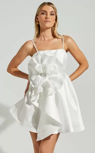 Women Showpo Bridal Gowns Seana Mini Dress - Sculptural Flower Dress In White