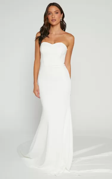 Showpo Vows For Life Bridal Gown - Strapless Mermaid Gown In White Women Bridal Gowns