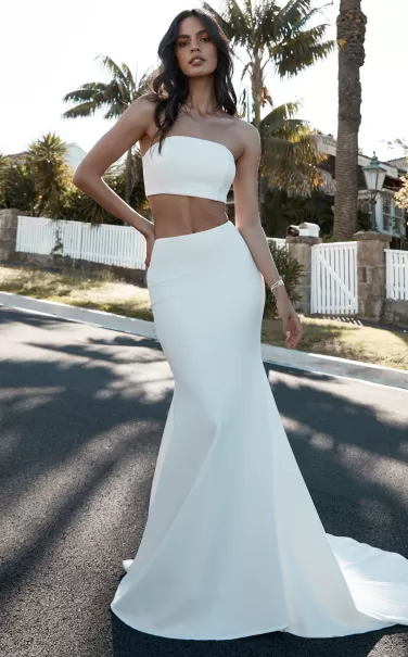 Bridal Gowns Showpo Women Hopeless Romantic Two Piece Set - Strapless Crop Top And Maxi Skirt Set In Ivory