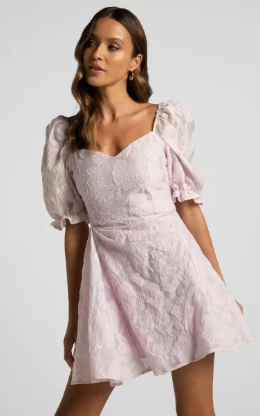 Women Brailey Mini Dress - Puff Sleeve Fit And Flare Dress In Lilac Showpo Bachelorette Dresses